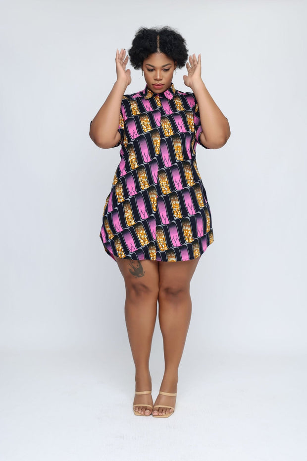 Ayoni African Print Shirt Dress - Ray Darten