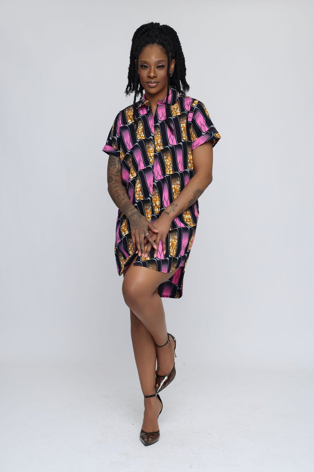 Ayoni African Print Shirt Dress - Ray Darten
