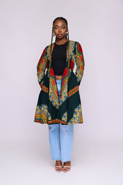 Omidan (Green) Dashiki African Print Jacket Dress - Ray Darten