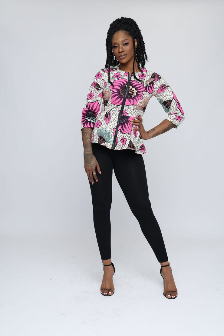 Titi African Print Peplum Top - Ray Darten