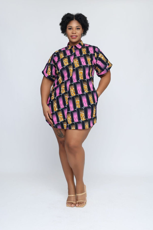 Ayoni African Print Shirt Dress - Ray Darten