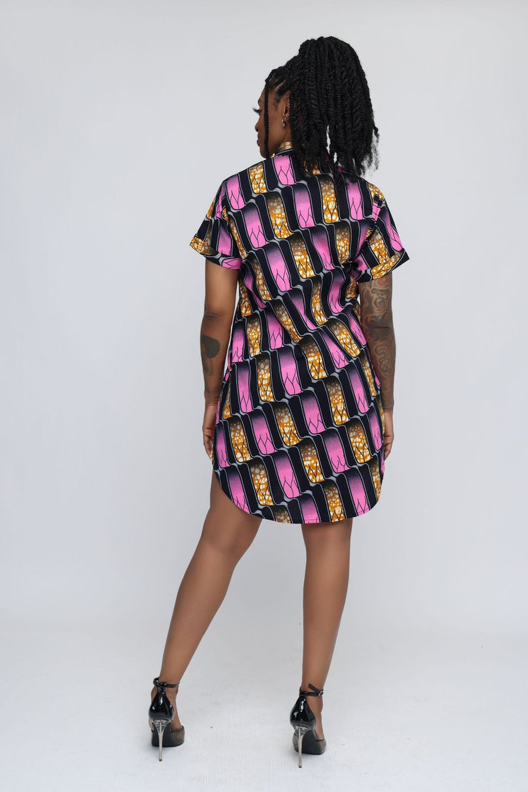 Ayoni African Print Shirt Dress - Ray Darten