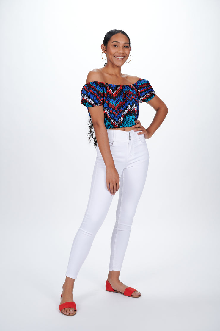 Motun African print Off Shoulder Cropped Top