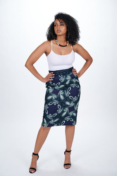 Tani African Print Pencil Skirt