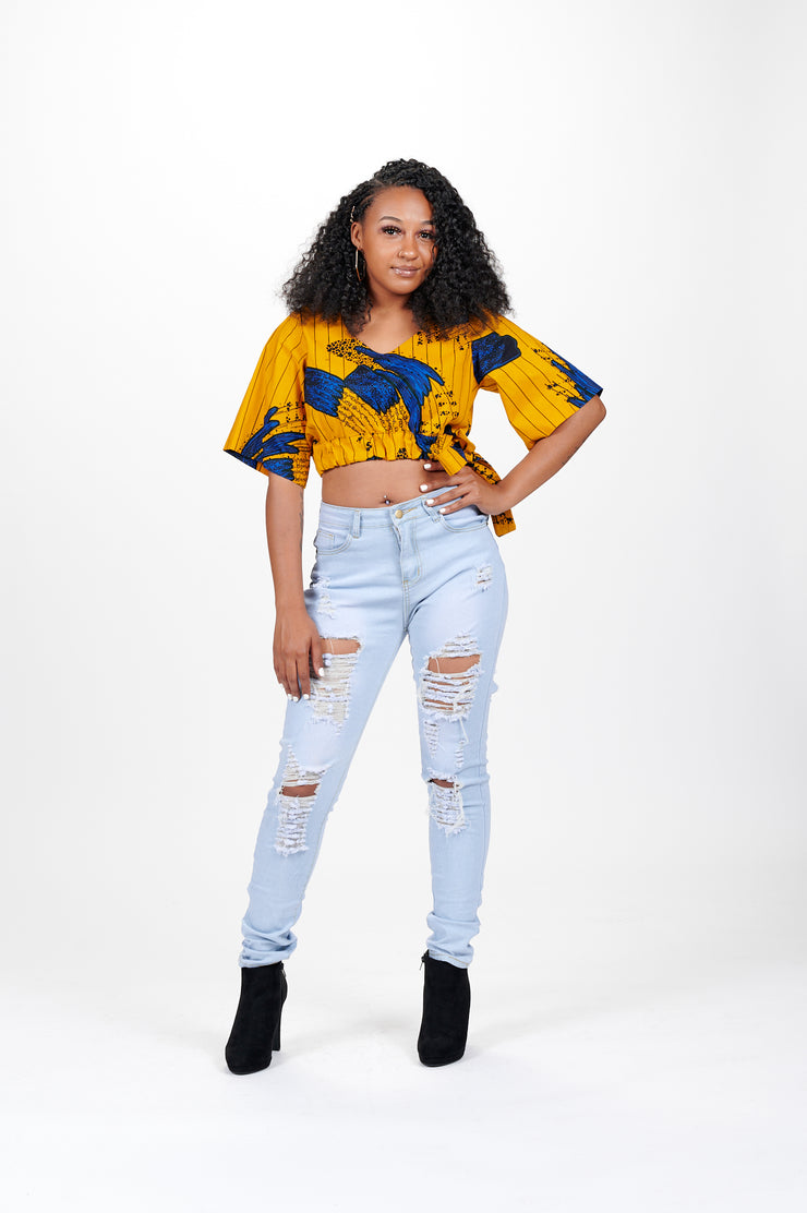 Wawira African Print Cropped Top