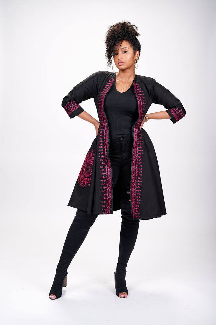 Defela African Embroidered Jacket Dress
