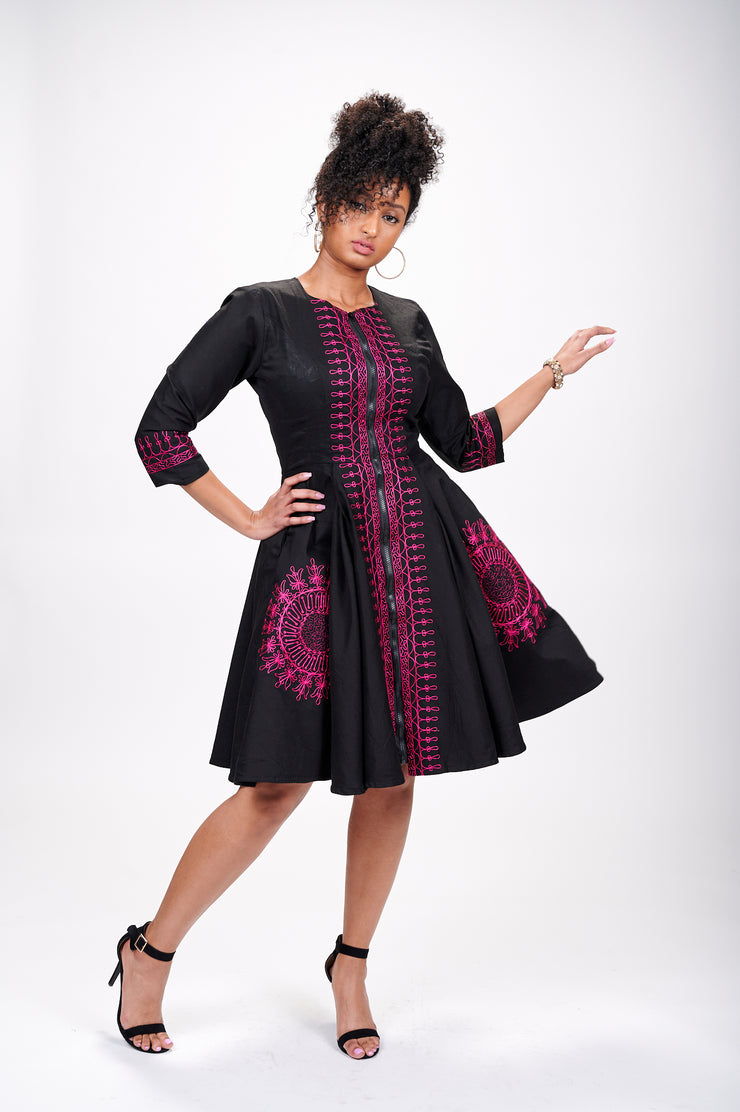 Defela African Embroidered Jacket Dress