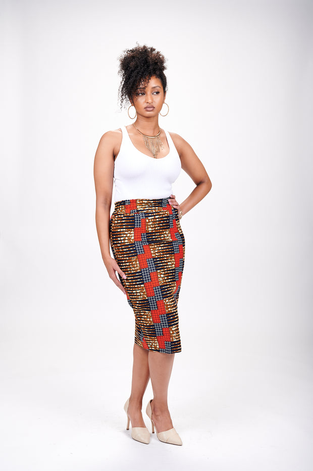 Wathoni African Print Pencil Skirt