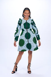 Nana African Print Jacket Dress (Green)