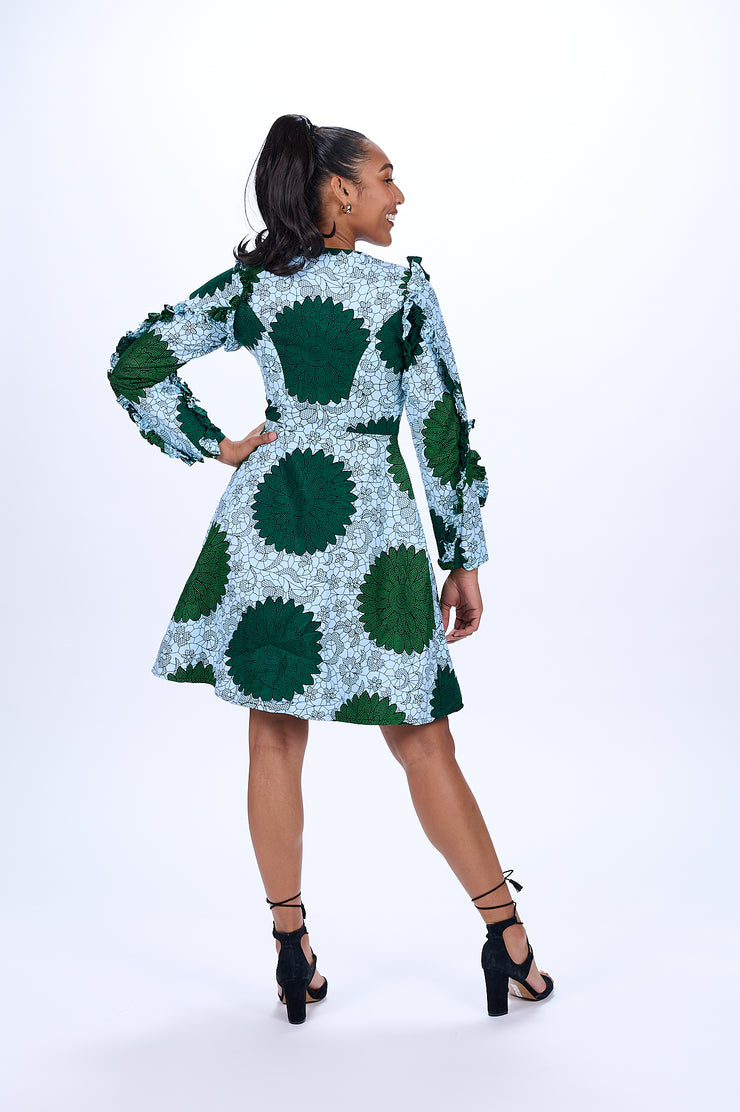 Nana African Print Jacket Dress (Green)