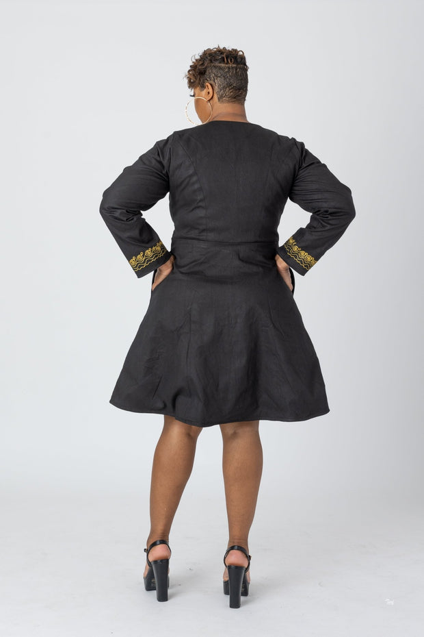 Ajiini African Embroidered Jacket Dress - Ray Darten