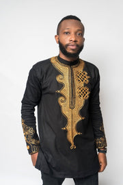 Toye Bishop Collar Men's African Print Tunic - Ray Darten