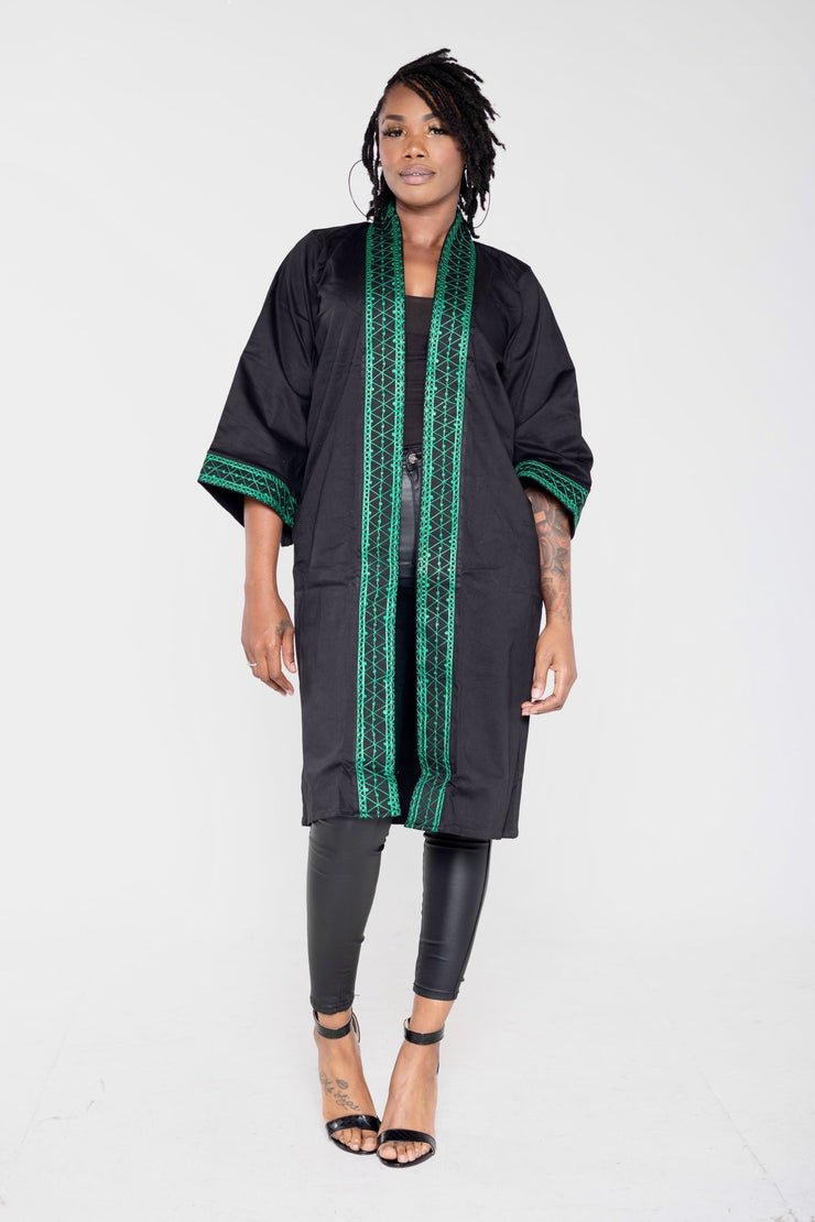 Murewa African Embroidery Kimono (Emerald Green) - Ray Darten