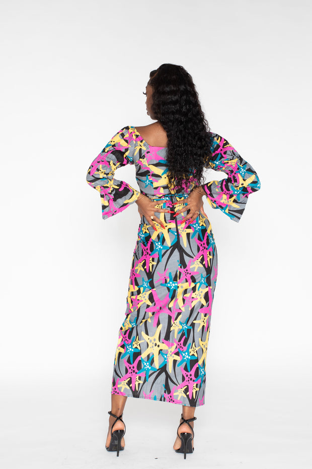 Juju African Print Skirt & Cropped Top Set