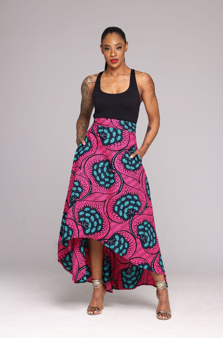Alake high-low African Print Skirt